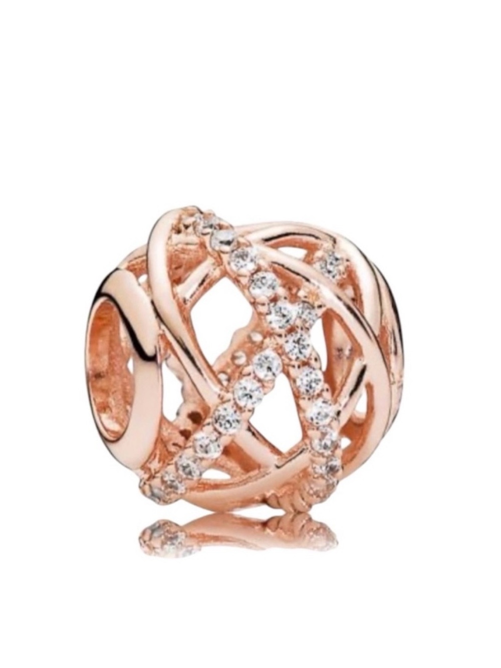 Pandora Rose Gold Galaxy Pave Crosshatch Charm Bead